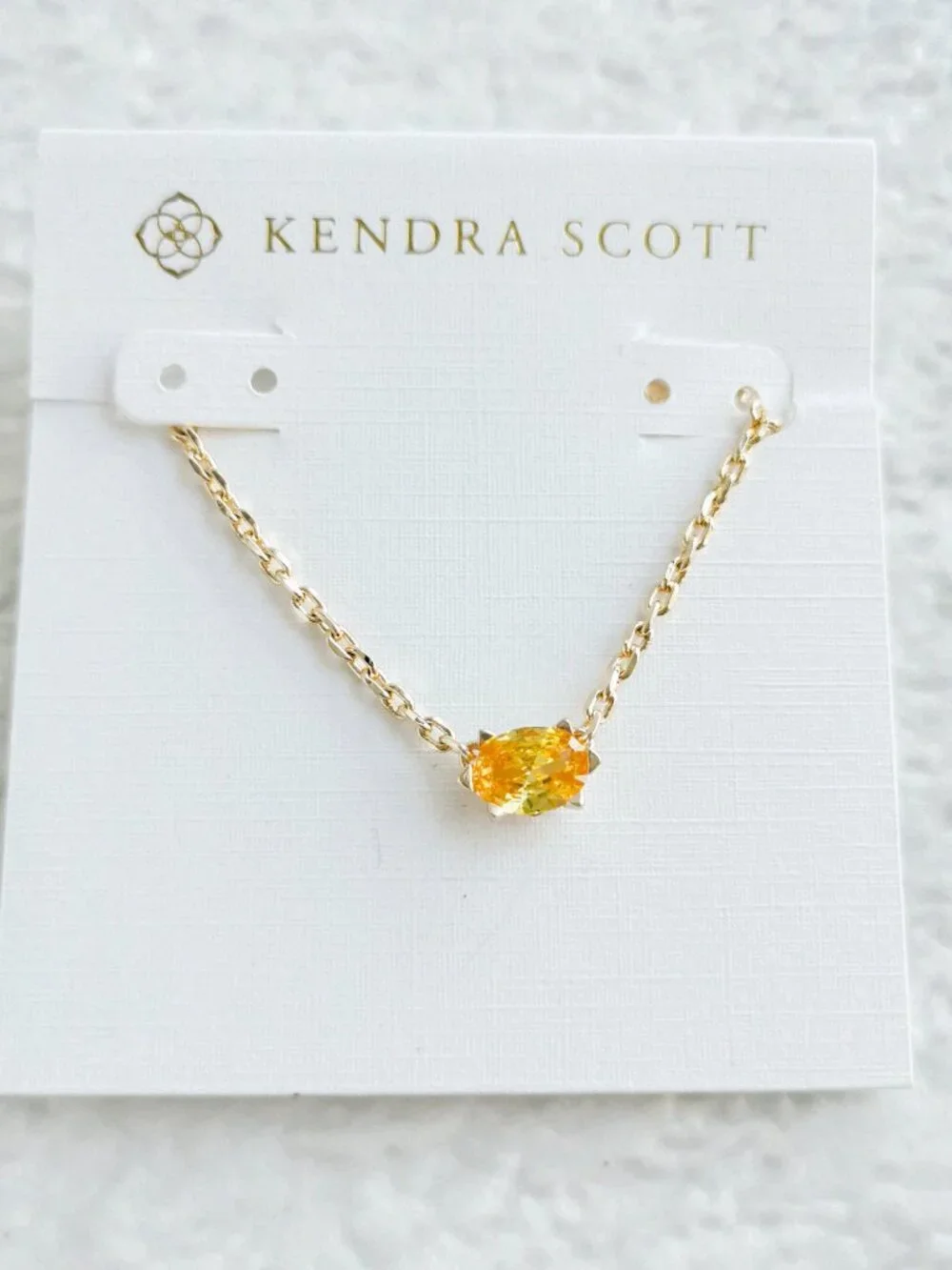 Kendra Scott Cailin Golden Yellow Crystal Gold Necklace NEW